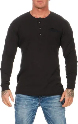 Immagine prodotto di Herren Basic Langarm Shirt Baumwolle;  Schwarz S
