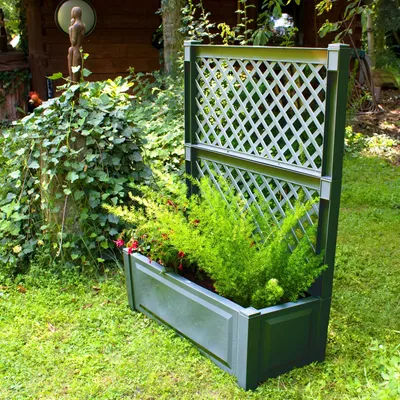 Produktbild von Pflanzkasten NYVIGreen 100x43x140 cm 110 Liter mit Spalier - Pflanzkübel aus wetterfestem & recyceltem Kunststoff, Farbe:Anthrazit
