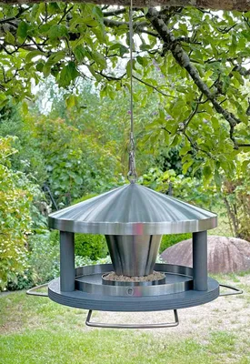 Produktbild von Hängendes Vogelhaus aus rostfreiem Stahl - Wetterfestes Vogel-Futterstation