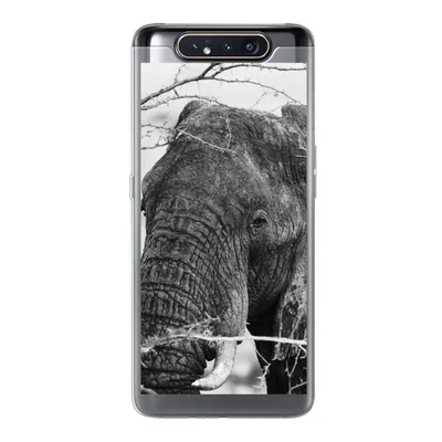Produktbild von MuchoWow® Handyhülle Schutzhülle Hülle für Samsung Galaxy A80 Elefant - Tiere - Äste - Natur - Schwarz und weiß Silikon Softcase Handy Hülle - Schutzdeckel