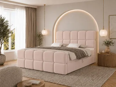 Produktbild von Emlar Boxspringbett Moya MAX 160x200 - Komplett-Set mit Matratze und Topper - Polsterbett mit Bettkästen - Boxspringbett Rosa (Magic Velvet 2253)
