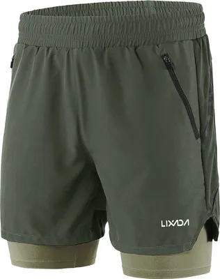 Produktbild von Lixada Herren 2-in-1-Laufshorts, schnell trocknend, atmungsaktiv, aktives Training, uebung, Joggen, Marathon, Radhose