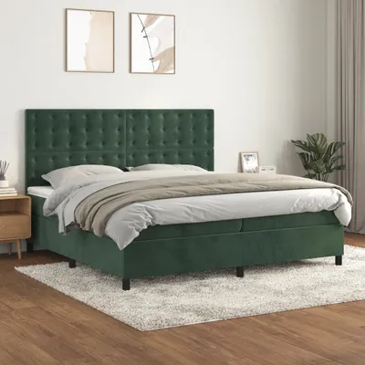 Produktbild von Cloris Designermöbel Boxspringbett mit Matratze Dunkelgrün 200x200 cm Samt 2024 Neu