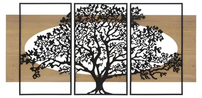Productafbeelding van Mauro Ferretti wanddecoratie set "Boom", 3-delig, 176x2x90 cm, zwart en bruin