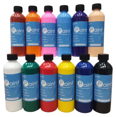 Image de Solidchoice - Ensemble de 12 peintures à l'aquarelle lavables de 200 ml, idéal pour les projets créatifs