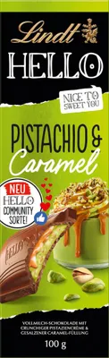 Zdjęcie produktu dla Baton Lindt HELLO Pistachio Crunch i Solony Karmel opakowanie 100g