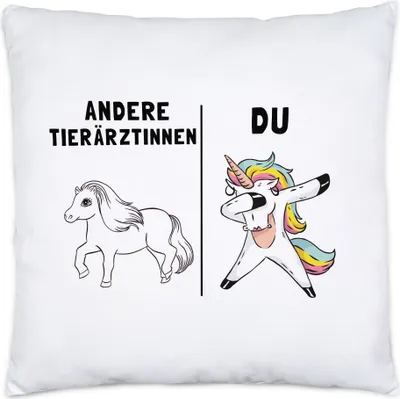 Produktbild von Andere Tierärztinnen Du Kissen inkl. Füllung Tierärztin Einhorn Spruch Kollegin Abschiedsgeschenk Dankeschön Abschluss