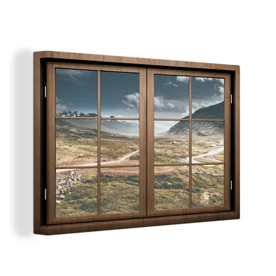 Produktbild von OneMillionCanvasses® - Leinwandbilder - 150x100 cm, Aussicht - Berg - Weg, Wandbilder Kunstdruck Wanddekoration