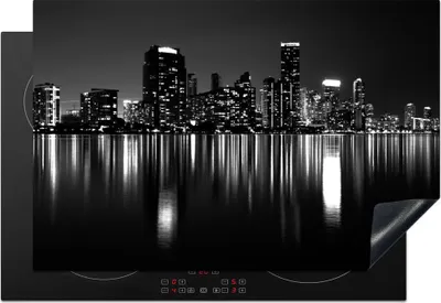 Produktbild von KitchenYeah© Herdabdeckplatte New York - Skyline - Nacht , 78x52cm, Küche Deko, Glaskeramikkochfeld Herdabdeckung, Abdeckplatte fùr Kochfeld
