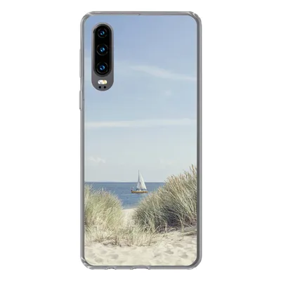 Produktbild von MuchoWow® Handyhülle Schutzhülle Hülle für Huawei P30 Nordsee - Dünen - Boot Silikon Softcase Handy Hülle - Kartenbesitzer