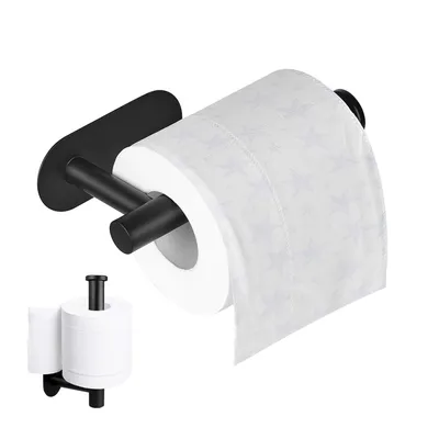 Produktbild von Minismus Toilettenpapierhalter ohne Bohren, Schwarzer WC Rollenhalter, Selbstklebender WC Rollenhalter ohne Bohren, für 1 Toilettenrolle