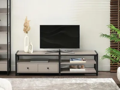 Zdjęcie produktu dla Stolik pod telewizor ROMER - beżowy/czarny