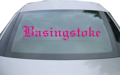 Produktbild von Indigos UG - Aufkleber Heckscheibe & Motorklappe DE6594 - pink - 600x110 mm - Basingstoke - Auto Scheiben Fenster Heckklappe Tuning Racing JDM - Die cut