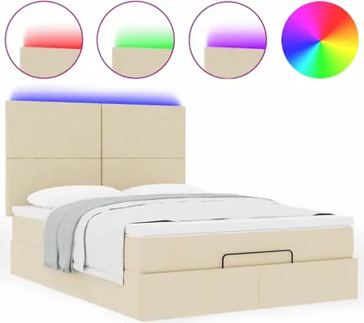 Produktbild von Ottoman-Bett mit Matratze & LEDs Creme 140x190 cm Stoff