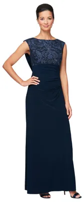 Produktbild von Alex Evenings langes Kleid für Damen, mit Wasserfallausschnitt am Rücken, für Mu