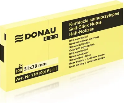 Produktbild von Samolepiaci bloček Donau Eco žltý 38x51mm /3x100