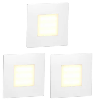 Image de ledscom.de : 3 spots LED pour escaliers/appliques murales FEX, pour intérieur et extérieur, carrés, 85 x 85 mm, lumière blanc chaud