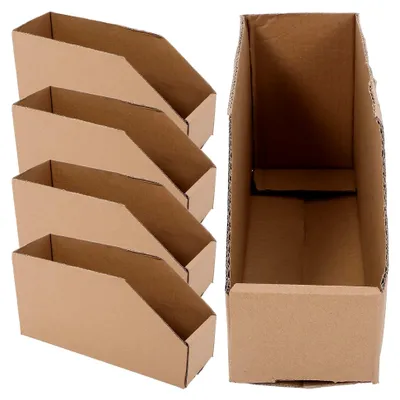 Produktbild von Aufbewahrungsboxen mit Deckel aus Wellpappe, 5 Stück, für Regallagerung und Präsentation