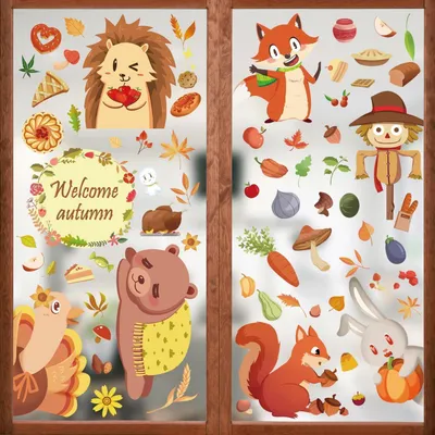 Productafbeelding van Vensterstickers, herfstdecoratie, 149 stuks, oogstfeest, seizoensgebonden decoratie, PVC