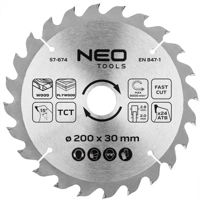 Imagen del producto de Disco de sierra, tipo circular, 200 x 30 mm, 24 dientes