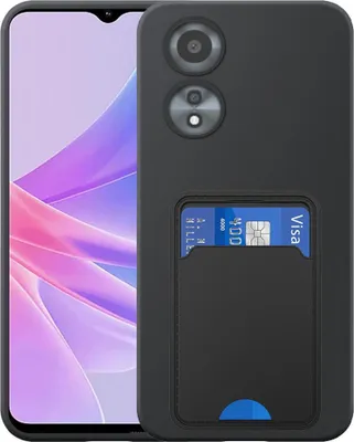 Produktbild von Geeignet für Oppo A58 5G / A78 5G Phone Case mit TPU Kartenhalter - Flexible Back Cover Case Silikon TPU mit Cardslot - Schwarz - Smartphonics
