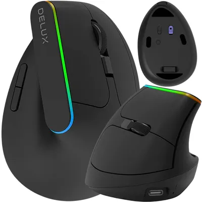 Produktbild von Kabellose vertikale Maus Delux M618db Bluetooth 2.4G 4000Dpi Rgb TMJV-MA