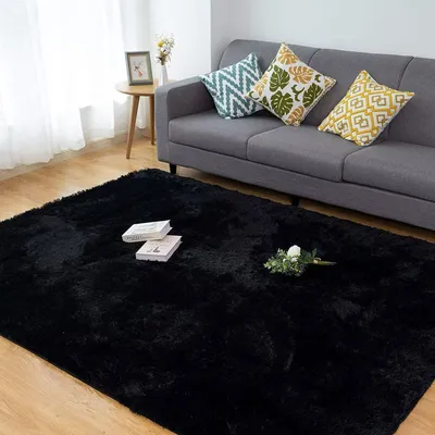 Produktbild von Shaggy Teppich Wohnzimmer Super Weich Flauschig Langflor 200x290CM Schwarz