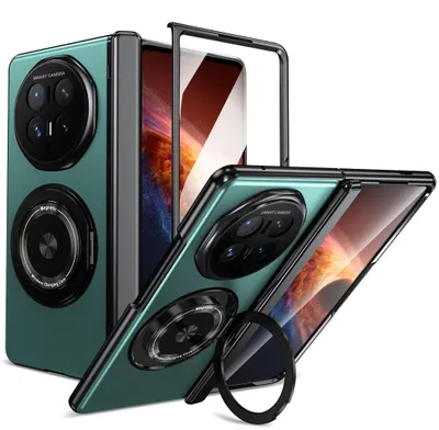 Immagine prodotto di Custodia per cellulare + vetro protettivo 9H + anello magnetico per Honor Magic V6 5G, in PC/alluminio, copertura totale