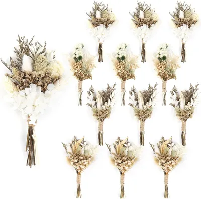 Imagen del producto de Pequeños arreglos de flores secas, 12 unidades, 20 cm, para proyectos de manualidades y decoración