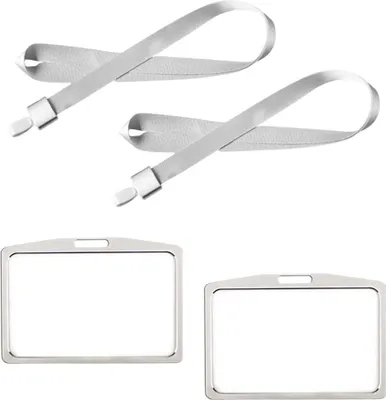 Imagen del producto de Identificador de aluminio, 90 x 65 mm, 2 unidades, para uso en el trabajo y la escuela