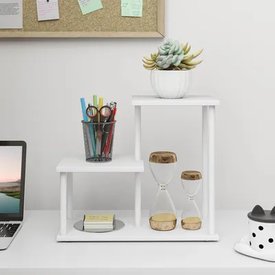 Obrázek produktu pro Knihovna - 3 úrovně - Melaminové desky - 40×20×34,5 cm - Nutná montáž - Moderní minimalistická - Bílá