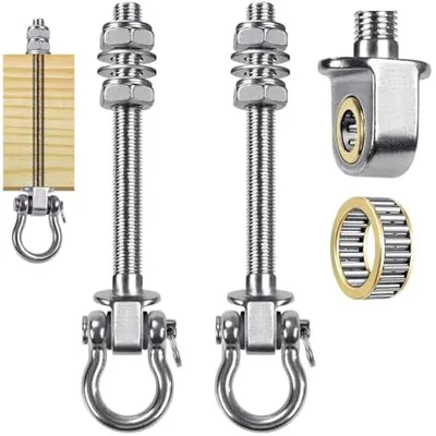 Obrázek produktu pro Houpací hák, dřevěný trám, 180 mm, nerezová ocel, houpací síť, stropní kotva/2