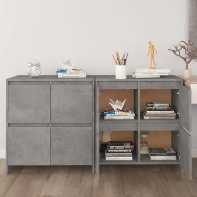 Immagine prodotto di vidaXL Credenze 2 pz. Grigio cemento 70x41x75 cm Materiale a base di legno