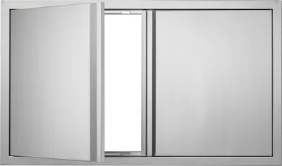 Immagine prodotto di VEVOR porta di accesso al barbecue, 914 x 534 mm, doppia porta per cucina esterna, porta a incasso in acciaio inox, porta verticale a parete con maniglie a scomparsa, per isola barbecue, stazione barbecue, mobile esterno