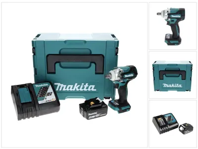 Zdjęcie produktu dla Akumulatorowy klucz udarowy Makita DTW 300 RT1J 18 V 330 Nm 1/2" bezszczotkowy + 1x akumulator 5,0 Ah + ładowarka + Makpac