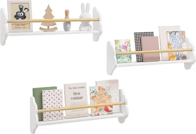 Obrázok produktu pre Detská knižná polička, 3-dielna | Biela | 65 x 23 x 12,7 cm
