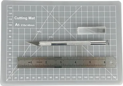 Immagine prodotto di Set da taglio Pebaro con coltello, tappetino da taglio, righello, 5 lame di ricambio, 17MAT