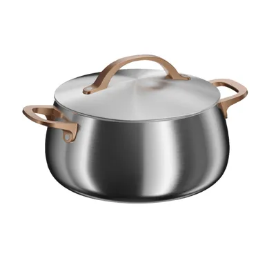 Produktbild von BergHOFF Home Kochtopf 24 cm aus Edelstahl mit Deckel, 6,7 l, für Induktion und alle Herdarten, backofenfest, spülmaschinengeeignet, Warm Blush