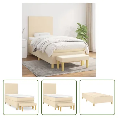 Produktbild von The Living Store Boxspringbett mit Matratze Creme 100x200 cm Stoff
