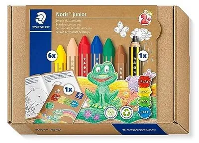Zdjęcie produktu dla Kredki woskowe noris junior zestaw dla dzieci od 2 lat z ołówkiem i zeszyte