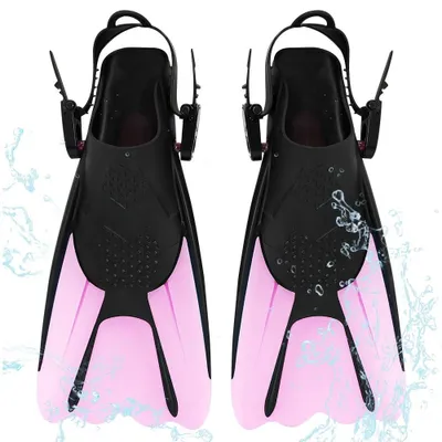 Produktbild von Schnorchelflossen, verstellbare Schwimmflossen, Größe 34-38, uniseks, Tauchflossen für Kinder und Erwachsene, kurze Schwimmflossen für Kinder und Erwachsene, verstellbare Schwimmflossen zum Schwimmen und