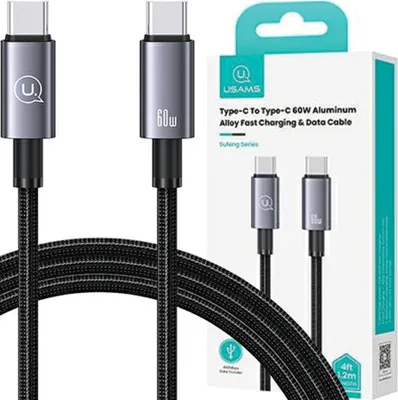 Zdjęcie produktu dla Usams Kabel Usb-C Na Usb-C 60W 1,2M Fast Charging Stalowy/Tarnish Sj661Usb01 (Us-Sj661)