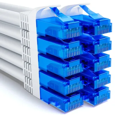 Produktbild von deleyCON 0,25m CAT6 Netzwerkkabel Set U-UTP RJ45, 10 Stück - Weiß