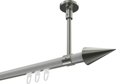 Produktbild von Interdeco Innenlaufstange / Gardinenstange mit Innenlauf Weiß / Edelstahl-Optik, Typ Sonette Savio (Kegel) Deckenmontage, 20 mm Ø 1-läufig, 120 cm