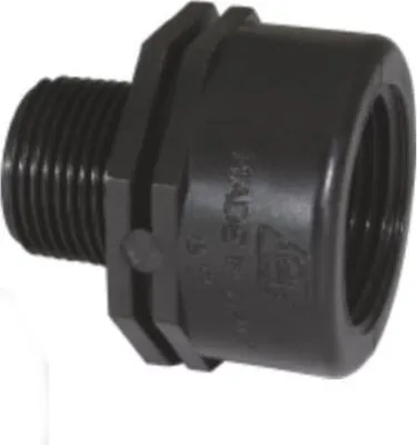 Produktbild von PP Gewindefitting Schwarz PN10 Fittings, Muffennippel IG 1" x AG 1/2"