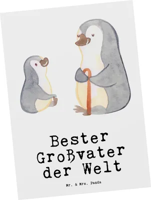 Produktbild von Mr. & Mrs. Panda Postkarte Pinguin Bester Großvater der Welt - Weiß - Geschenk, Kleinigkeit, Geburtstag, Ansichtskarten, Ansichtskarte, bildkarte, Opa, Grußkarte