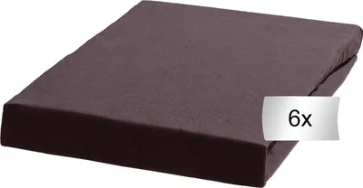 Produktbild von Spannbettlaken - 100 x 200 cm - Dunkelbraun - Baumwolle - 6er Set