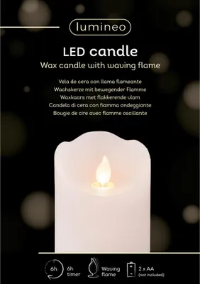 Produktbild von LED Kerze mit Timerfunktion 7,5x10cm Wachs Rustik Weiß Warmweiß
