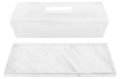 Image de SolideChoice - Bol rectangulaire en acrylique pour desserts, avec couvercle