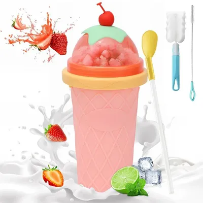 Produktbild von Wiederverwendbar Slush Cup Slushy Maker Silikon Becher Strohhalmlöffel